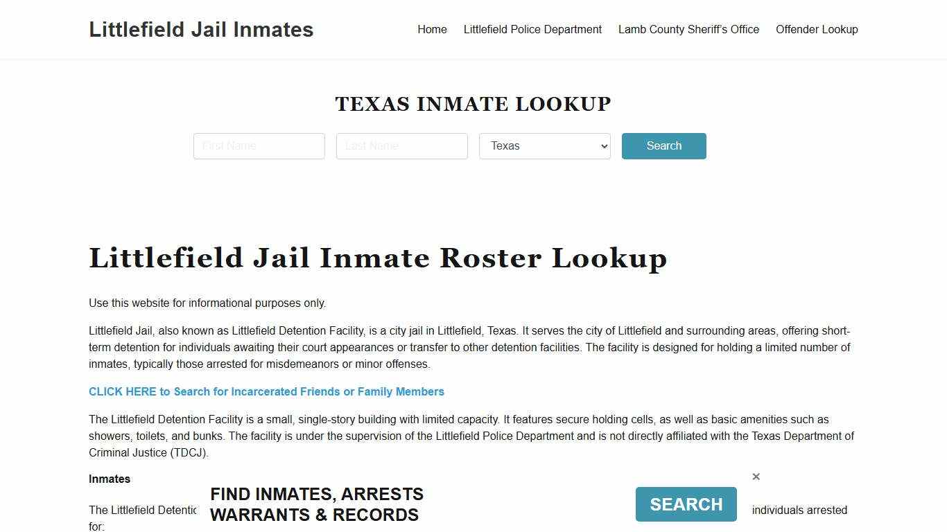 Littlefield Jail Inmate Roster, Lamb County, TX, Offender Search